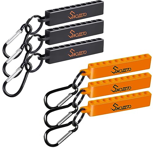 Swozzto 6PCS(3PCS Black+3PCS Orange)10-Hole Screwdriver Bit Holder with Carabiner,1/4 Hex Drill Storage Organizer,for All 1/4 Hex Shank Bit & Drill Storage Case