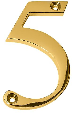 Clio 3-Inch Solid Brass Letters Address Signs For Houses Mailbox Numbers House Numbers For Outside, Address Plaques for House Numbers For Modern Mailbox, Outdoor Wall Decor (Polished, Number 5)