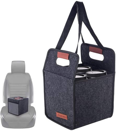 Foyego 4 Cup Drink Carrier with Handle, Reusable Insulated Drink Caddy Drink Holder for Car, Folding Portable Coffee Cup Holder Bag for Travel and Delivery
