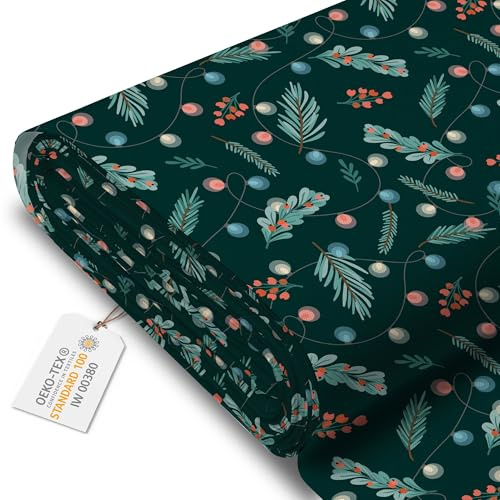 DreamRoots Oxford Weihnachtsstoff Meterware, Christmas Time | wasserdicht, wasserabweisend, Deko-Stoff, OEKO-TEX, 220 g/m² 600D, Weihnachtsmotiv, zum Nähen & Basteln