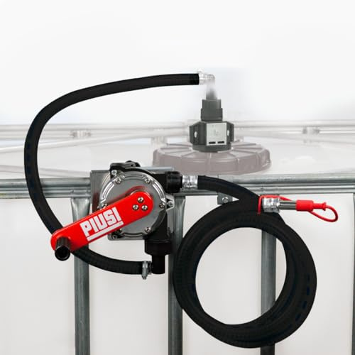PIUSI Pompe Manuelle à Manivelle pour Diesel et Huile avec Support pour Réservoir IBC, Capacité de 38 Litres par 100 Rotations | Pompe à Main F003325B0