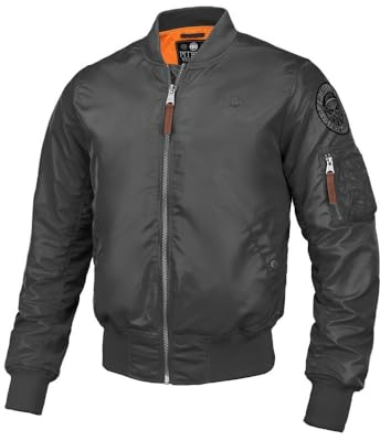 PITBULL - Giacca Uomo Mezza Stagione Flyers Bomber, Giubbotto Uomo Primaverile Autunnale, Bomber Jacket, Mens Jacket, Giubotti, Le Cerniere in Metallo, Giubino - Giacca Estiva Taglia M Grafite