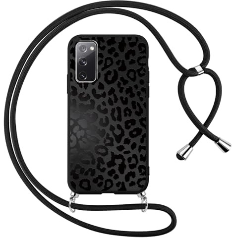 Foonary Handykette Hülle mit Kette für Samsung Galaxy S20 FE 5G 6,5 Handyhülle, Leopard Band Necklace Case mit Kordel zum Umhängen Silikon TPU Kratzfest Schutzhülle Cover Schnur für Samsung S20 FE 5G