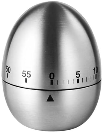 trabag Edelstahl Eieruhr Mechanisch, Mechanischer Küchentimer, Kurzzeitwecker für Küche, Eiförmige Eieruhr, Rostfrei, Küchenzubehör