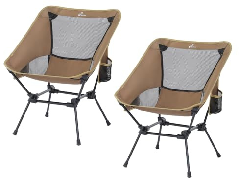 Sportneer Chaise de Camping Pliante Légère et Portable Compactes de Plage Chaise Pliable pour l'Extérieur pour Les Voyages avec Un Sac à Dos Randonnée Pelouse, Pique-Nique,Kaki, Un Paquet