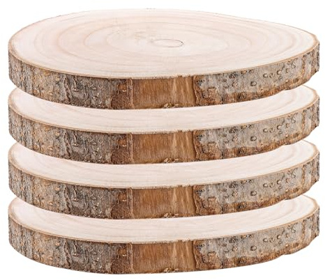 JMIATRY 4 Pcs Natural Wooden Cake Stand, 20-24cm Large Cake Round Display Cake Board, Wedding Cake Stand for Wedding, Birthday, Baby Shower, Home Decorations and Christmas Decorations
