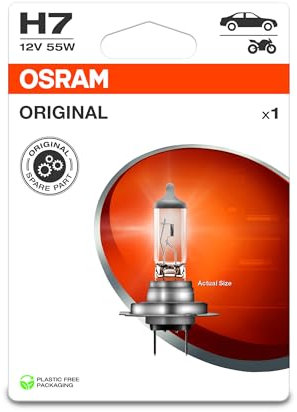 OSRAM ORIGINAL LINE 12V, H7, halogen headlight lamp, Single Blister (1 lamp), white