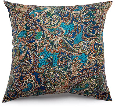 ATsense 2er Set Kissenbezug 40 x 40 cm, 100% Baumwolle, Dunkelblau Bunt Muster Kopfkissenbezug mit Reißverschluss, Superweicher Premium und Hypoallergen, ÖkoTex Super Bequemer Bunt Kissenhülle（Böhmen）
