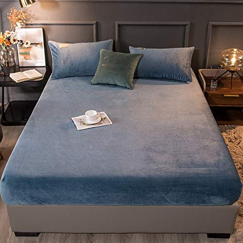 JIANINGHOME Super Soft Spannbettlaken 180x200,Fleece Spannbettlaken Winter Samt Warm Kuschel Boxspringbett Frottee Bettlaken Biber Spannbetttuch