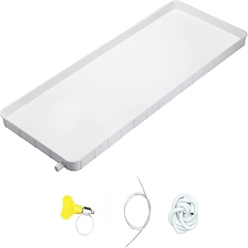 CTREVL Bandeja de Goteo de Aire Acondicionado con Tubo de Drenaje,Bandeja de PláStico Universal para Aires Acondicionados,Unidad Interior/Exterior de Aire Acondicionado Universal(91.5x45x3cm(2m))