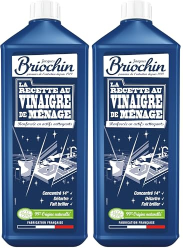 JACQUES BRIOCHIN - Vinaigre Ménager - Prêt à l'Emploi - Détartre, Dégraisse, Détache - Concentration 8° - 100% d'Ingrédients d'Origine Naturelle - Ecocert - Fabrication Française - Pulvérisateur 1L
