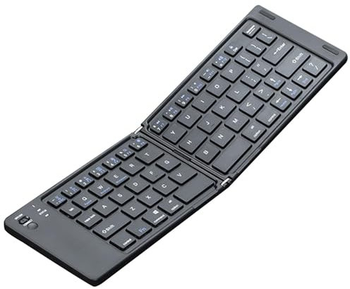 Foldable Wireless Keyboard, Folding Keyboard Rechargeable, Compact Foldable Keyboard, Low Noise Wireless Input Device Bendable Input Type Tool for Laptop Tablet Smartphone Men Women Office