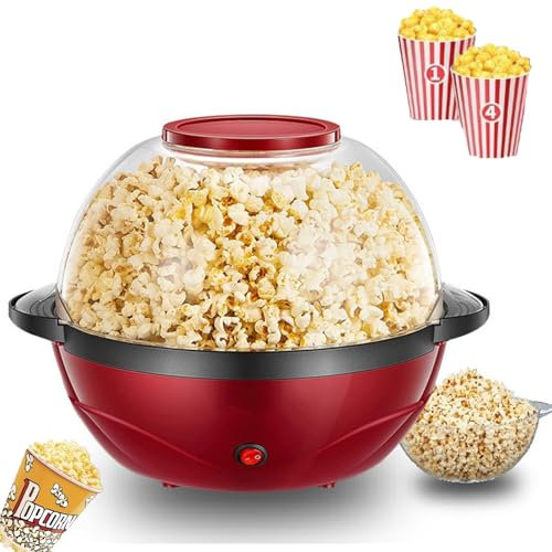 Popcorn Machine Maker Round, Electric Popcorn, 850W with Built-in Stirrer Nonstick Plate and Quick-heat Technology, 3.6 L Large Capacity Popcorn Machine for Parties, Weddings