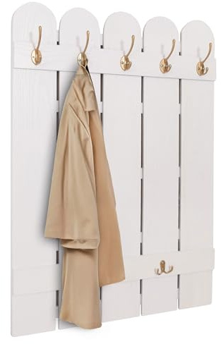Mendler Wandgarderobe HWC-N95, Paulownia 7 Haken 86x60cm - weiß | Garderobe, Garderobenpaneel