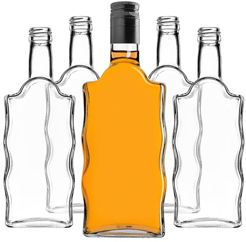 KADAX Lot de 50 bouteilles en verre 500ml avec bouchon à vis Noir, Long – bouteilles vides à remplir pour jus, sirop, huile et liqueur, conservation alimentaire