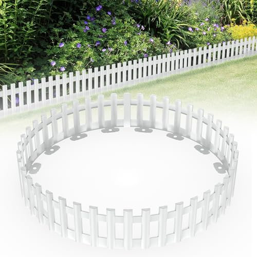Yznahre Gartenzaun Zaun Zierzaun Kunststoff 2,58m Rasenkante, Lattenzaun, Garten Steckzaun zur Beetumrandung (Weiß)