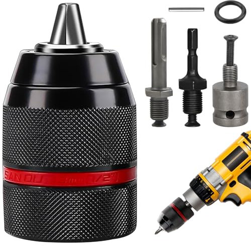 XSHAO® Portabrocas de sujeción rápida, 2-13 mm, 1/2 x 20 UNF, adaptador portabrocas de sujeción rápida con soporte SDS para taladros manuales, taladros, destornilladores inalámbricos