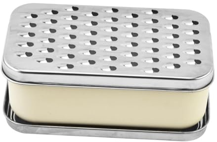 Gralara Reibe mit Behälter, Reibe Edelstahl und Box mit Deckel & Schäler, Küchenreibe Käsereibe Gemüsereibe, Ideal für Käse Obst Gemüse