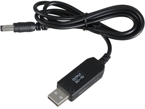 LfrXtra Câble Adaptateur d'alimentation USB DC5.5x2.1mm 9V pour Les Périphériques À Faible Alimentation avec Fonction Sortie Pas Pas 5V3A Entrée / 9v5W
