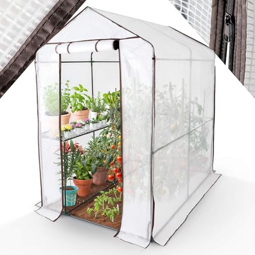 Arebos Serra in pellicola di alta qualità, con 2 livelli, 120 x 186 x 190 cm, con ripiani, salvaspazio, di alta qualità, stabile e facile da montare