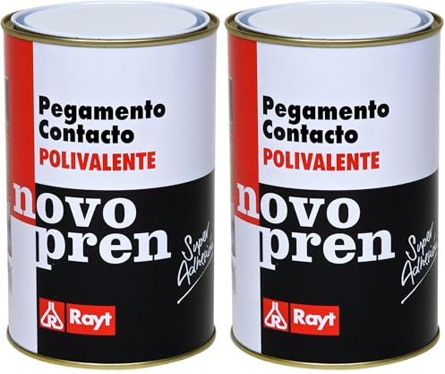 Rayt 004-09 Novopren Polivalente pegamento de contacto para multitud de materiales: estratificados plásticos, goma, corcho, moqueta y pavimentos de PVC, 1 litro (Paquete de 2)