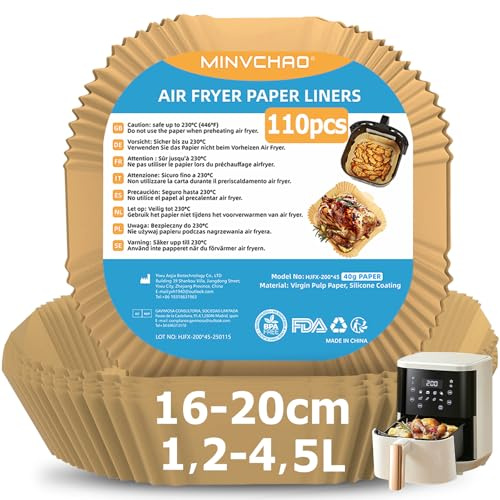 Bakpapper för varmluftsfritös cosori philips 2L-4,2 l luftfryer bakpapper 110 stycken varmluftsfritös bakpapper 16–20 cm