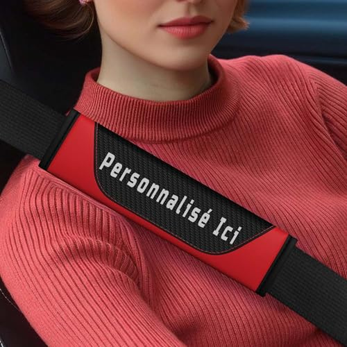 Protège Ceinture de Sécurité Voiture Personnalisable – Universel Fibre de Carbone Housse Coussin Ceinture Voiture Enfant et Adulte