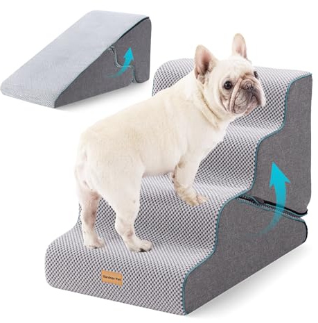 Gardner Pet Scala Cani 2 in 1 Pieghevole, 44cm, 4 Gradini, Grigio