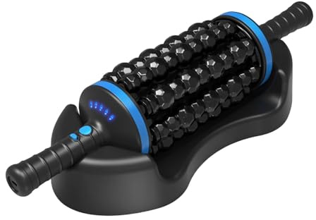 KiBcsLic Appareil de massage électrique à percussion roulante, 5 niveaux réglables pour les bras, Bleu Noir
