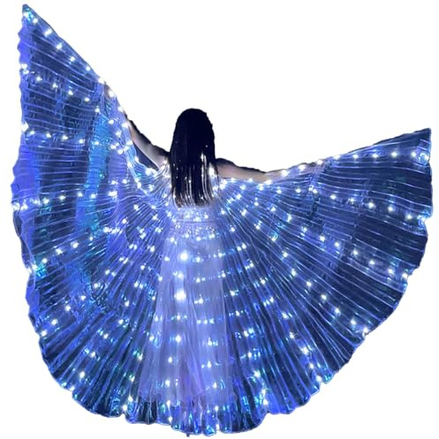 Fyeme Leuchtende Flügel mit LED Licht Teleskopstange Feenflügel Erwachsene Bauchtanz Kostüm Led Flügel für 140-180cm Menschen für Halloween Weihnachtsfeier Bühnenauftritt