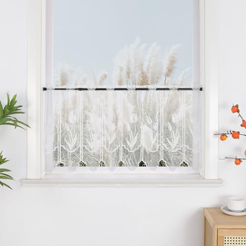 Yujiao Mao Rideaux Brise-Bise - Rideau Court Transparent 50x150 cm, Brise bise pour Petites Fenêtres, Cuisine et Chambre Style Floral​​