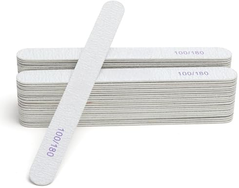 50 Pcs Nail Files 100/180 Grit Nail File for Natural Nails Professional | Double Sided Emery Boards, Acrylic Gel Nails Styling Tools, Pet Grooming, for Home, Salon Use