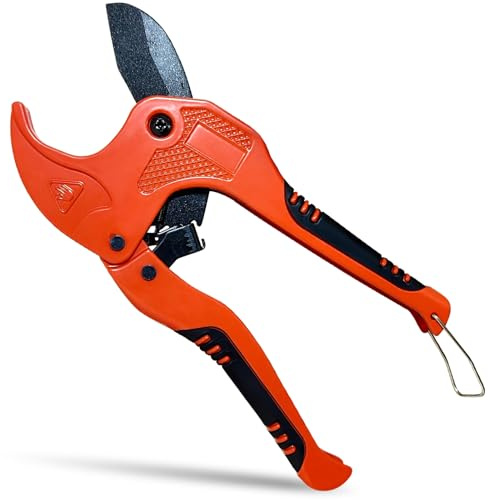 42mm PVC Pipe Cutter,Heavy Duty Ratchet Pipe Cutters with 42mm Outside Diameter Cutting Capacity for PVC PEX PPR Plastic Pipes & Rubber Hoses Plumbing Plastic Pipe Cutter with Non-Slip Handle