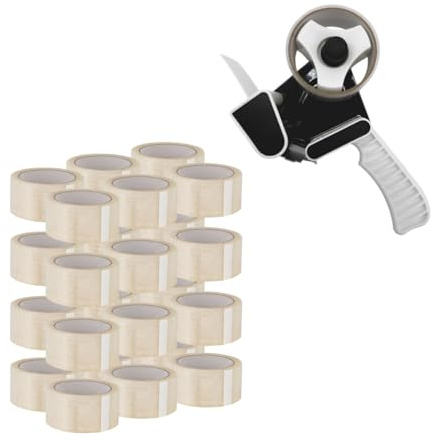 ARLI Handabroller Set mit 24 Rollen PP Klebeband 48 mm × 66 m transparent Paketband Abroller mit Pistolengriff für Kartons Versand Verpackung