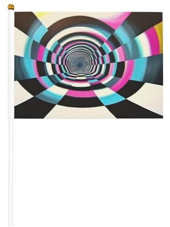 Bandiere mini tunnel fantasy su bastone – 14 x 20,8 cm piccole bandiere USA per esterni, decorazioni 4 luglio, decorazione patriottica, asta bandiera portatile, bandiere palmari, sei pezzi