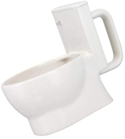 Housoutil Taza de Cerámica 400ml con Forma de Inodoro de Color Claro, Vaso Divertido para Cerveza y Agua, Adecuado para Reuniones y Uso en Casa U Oficina