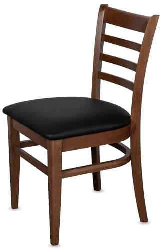 KEHO Küchenstühle 2er Set Sitz wechselbar Buche, Nussbaum-Schwarz CH61