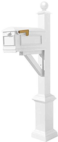 Qualarc wpd-sb1-s4-lmc-wht westhaven Post de aluminio fundido sistema de pantalla plana con base cuadrada y bola grande buzón, Lewiston cortina, Buques En 2 cajas, color blanco