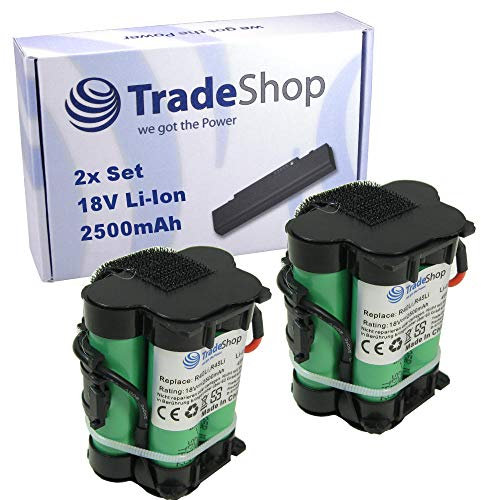 2X Trade-Shop Li-Ion Akku 18V / 2500mAh kompatibel mit Gardena Mähroboter R38Li R50Li R75li R40Li R45Li R70Li R80Li R80 LI 124562 Flymo Robotic Lawnmower 1200R Husqvarna Automower 105 305 308 308x
