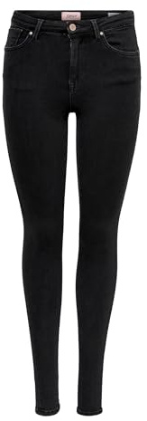 ONLY Dam skinny jeans ONLPOWER medium midja skinny fit jeans, svart, M / 34L