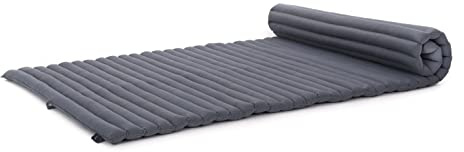 Leewadee - Kapok Roll Mat – Handcrafted Folding Sleep & Relaxation Mattress from Thailand, Ideal as Guest Bed, Camping Mat, Yoga Mat or Traditional Futon, 75 x 39 inches, Anthracite