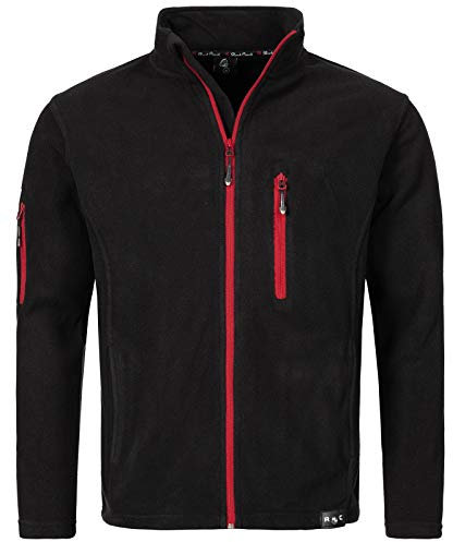 Rock Creek Herren Fleece Jacke Outdoor Wanderjacke Pullover Full Zip Hoodie Herrenjacke Fleecejacke Winterjacke Strickjacke Strickfleecejacke H-197 Schwarz 3XL