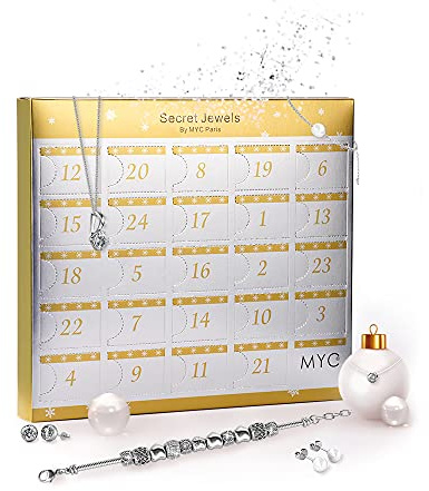 MYC-Paris - MYC Adventskalender - Silber oder Roségold oder Multi Color - Armband + Anhänger + Ohrringe - Hochwertiger österreichischer Kristall - Geburtstagsgeschenk, Muttertag, Weihnachten