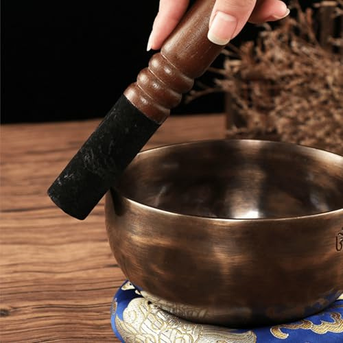 Singschale Holz Mallet, Tibetischer Buddhismus Singschale Mallet Leder Verpackte Schüssel Stick Buddha Musikinstrumente für religiöse Gegenstände Yoga Meditation