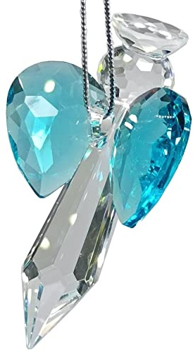 Aquamarin Kristall Schutzengel, Sonnenfänger Handarbeit 6 cm Home Ornament Fensterdeko Blume Auto Chakra Kristall Ornament Rainbow Maker Schutzengel Christbaumschmuck