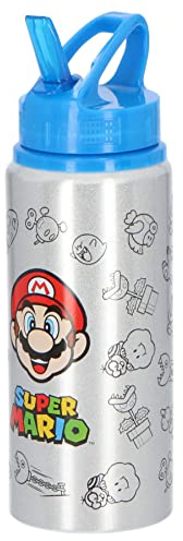 Undercover 6600009915 - Super Mario Vattenflaska Aluminium - Super Mario Vattenflaska i Aluminium med Sugrör från Undercover, 710ml