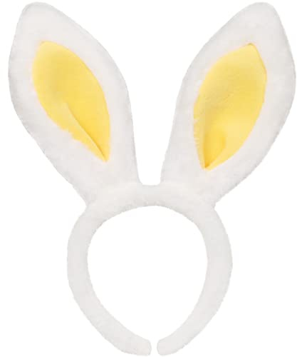 TRIXES Diadema de conejo amarillo – Disfraz de orejas de conejo – Accesorio de orejas de conejo para Pascua, Halloween, Navidad, regalo de cosplay, fiesta, banda de pelo de conejo de felpa