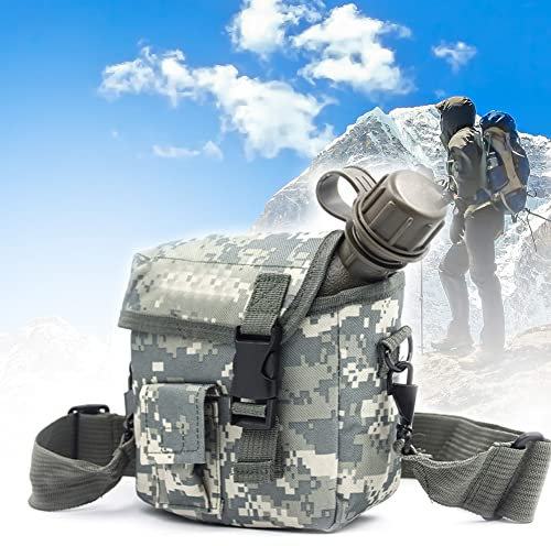 Bouteille d'eau tactique militaire d'extérieur - Flasque portable anti-fuite - Sac camouflage pour camping, randonnée, chasse - 2 l (2 L, ACU)