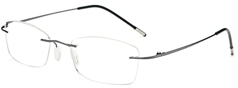 KOOSUFA Titan Lunettes de lecture sans monture avec filtre à lumière bleue pour homme et femme Ultra légères sans cadre Lunettes de lecture Lunettes de travail Lunettes anti-fatigue avec épaisseur 0,0