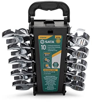 SATA Juego de 10 llaves gruesas de 12 puntos | Tamaños métricos de 10 mm a 19 mm | Carga fuera de esquina | ST08418G